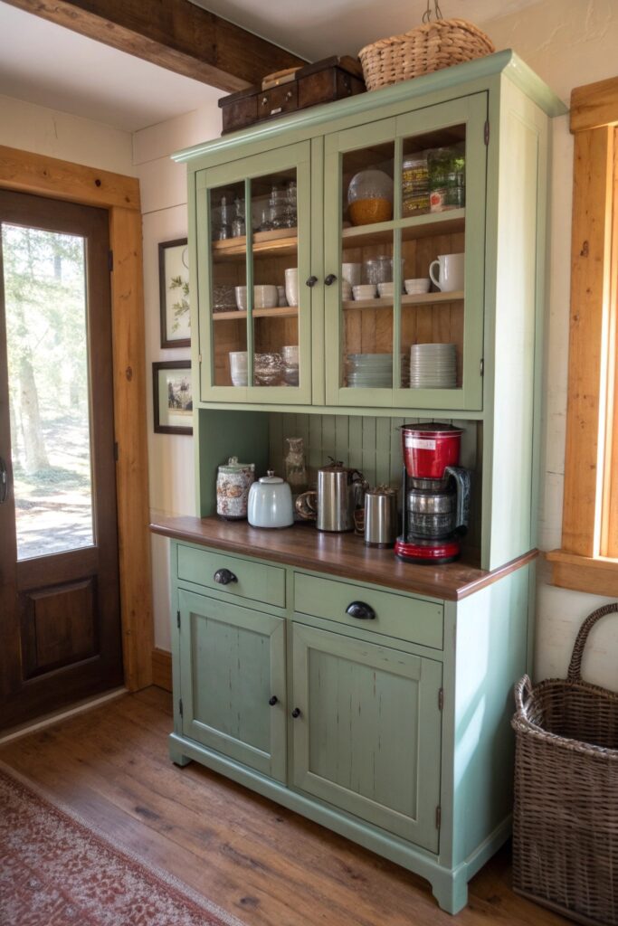 15 DIY Home Coffee Bar Ideas You'll Want to Copy This Weekend repurpose vintage cabinet diy coffee bar