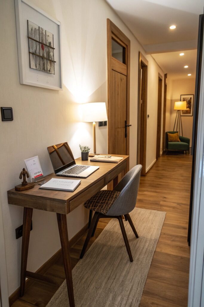 12 Home Office Ideas That Boost Productivity in Small Spaces slim console table desk small office