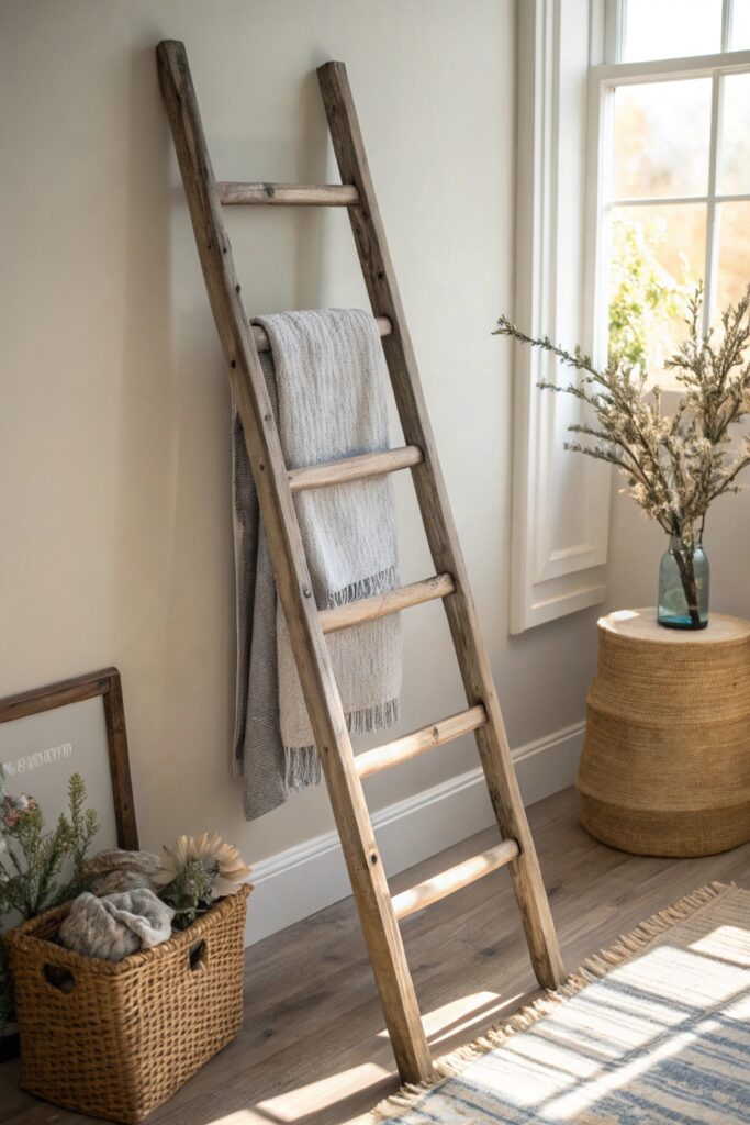 12 DIY Blanket Ladder Styling Ideas for the Holiday Season diy blanket ladder styling ideas
