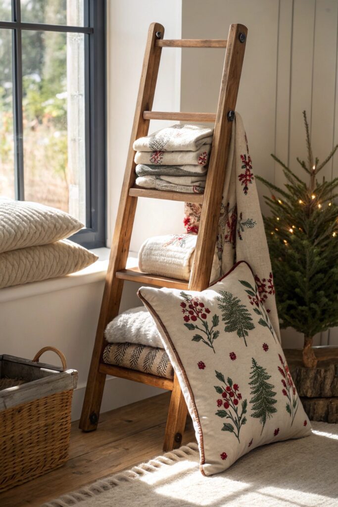 12 DIY Blanket Ladder Styling Ideas for the Holiday Season 12 DIY Blanket Ladder Styling Ideas for the Holiday Season