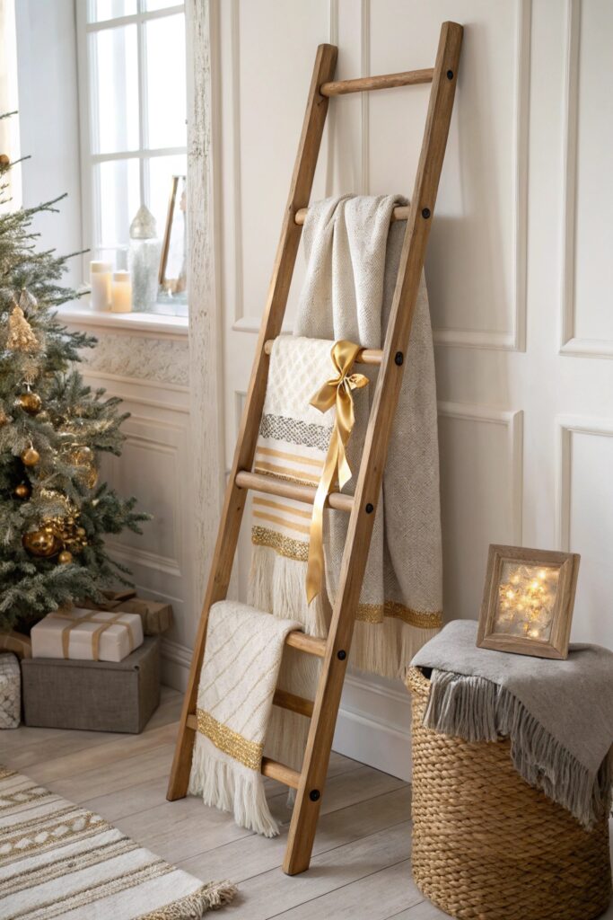 12 DIY Blanket Ladder Styling Ideas for the Holiday Season 12 DIY Blanket Ladder Styling Ideas for the Holiday Season