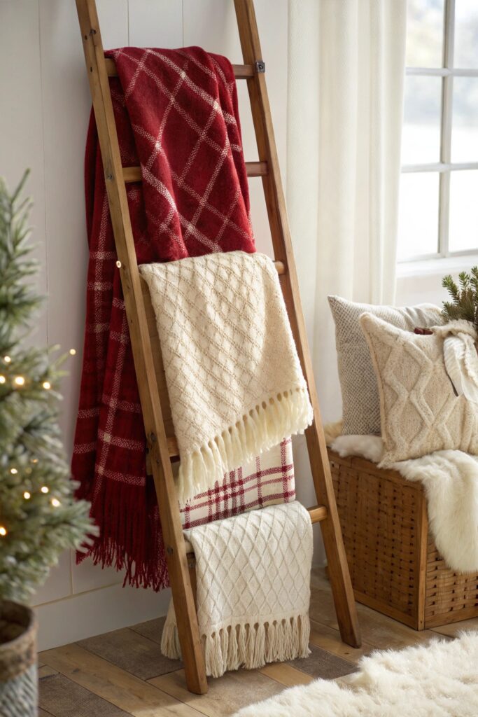 12 DIY Blanket Ladder Styling Ideas for the Holiday Season 12 DIY Blanket Ladder Styling Ideas for the Holiday Season